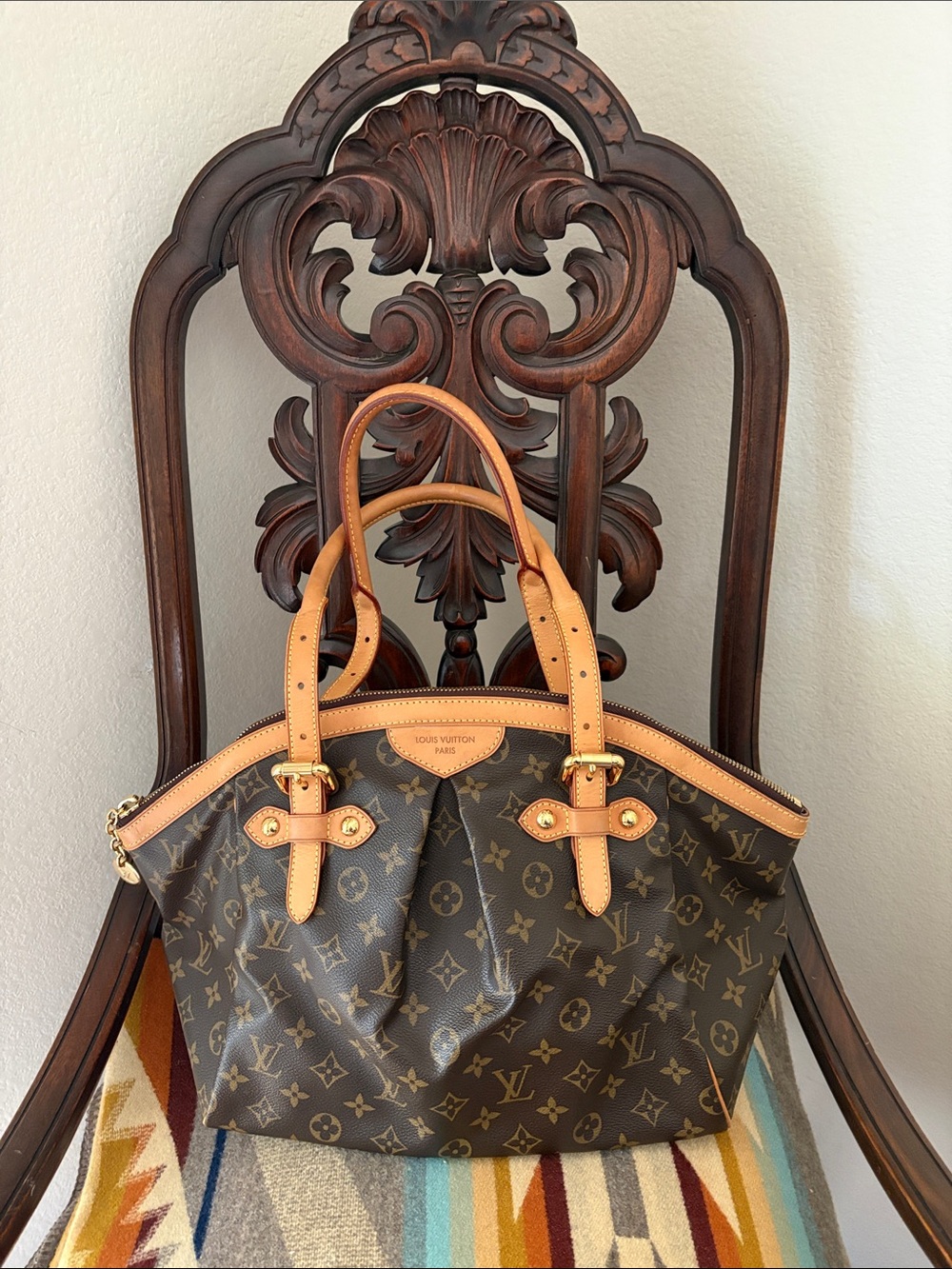 Louis Vuitton Brown Monogram Tivoli Tote with Natural Vachetta Trim